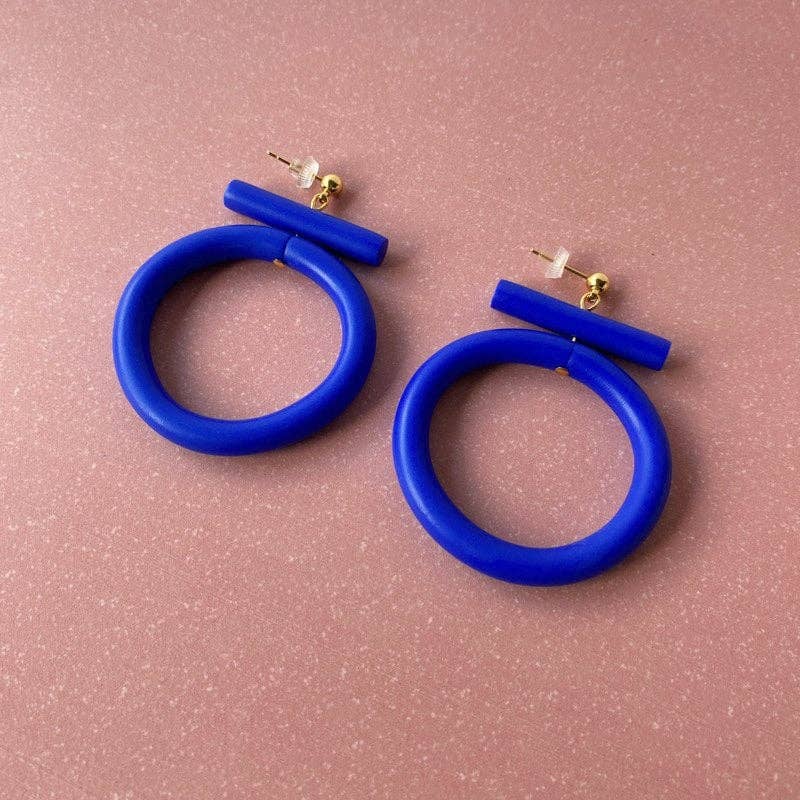 Circle Earrings - Cobalt Blue