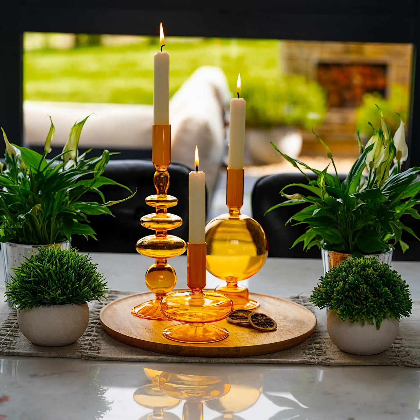 Pillar Candle Holders : Orange