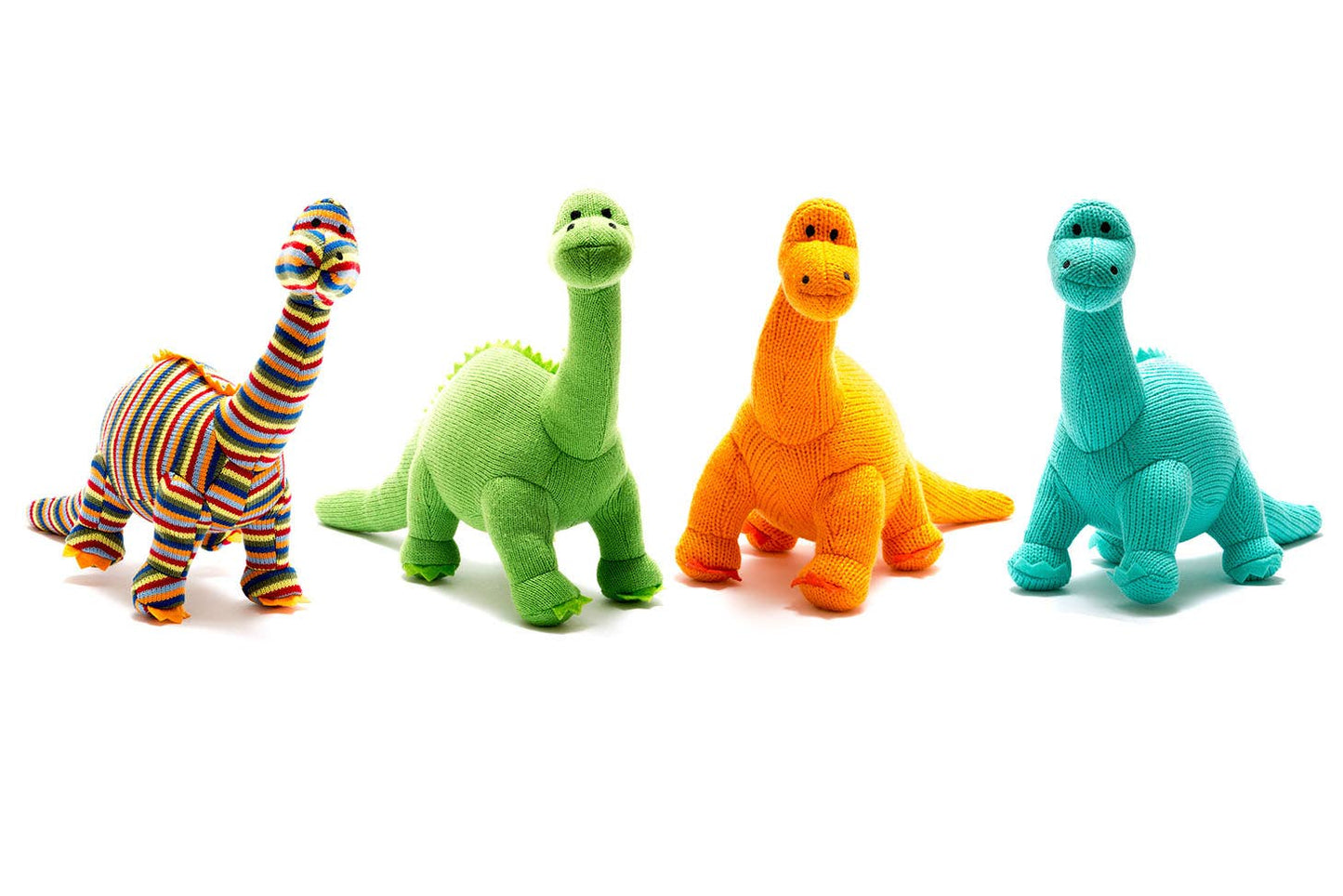 Knitted Orange Diplodocus Dinosaur Plush Toy