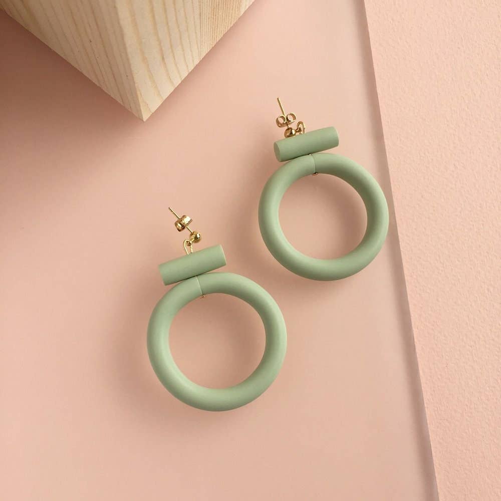 Circle Earrings - Pistachio
