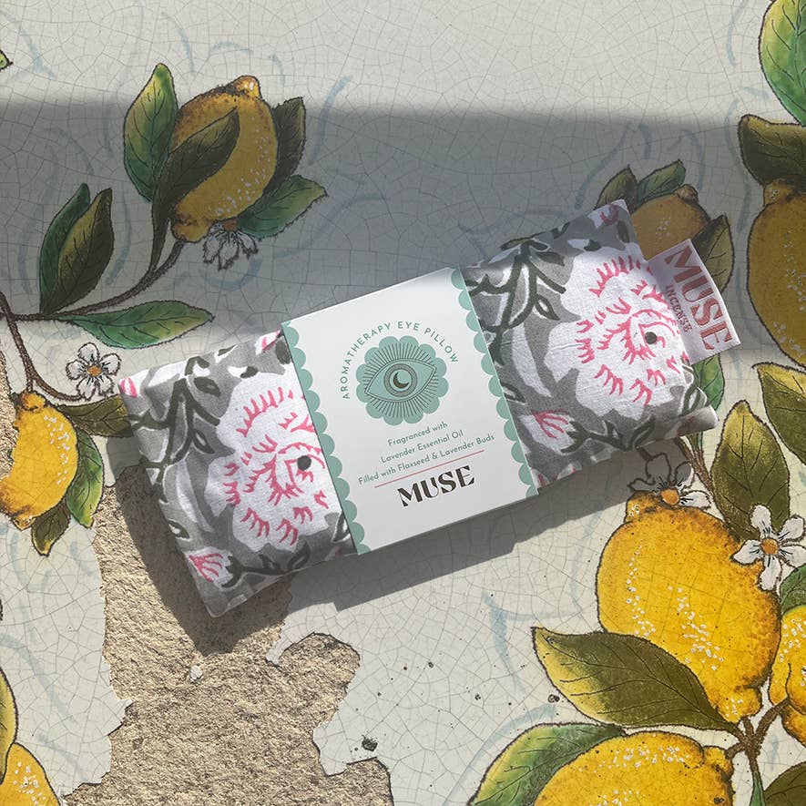 Eye Pillow Aromatherapy | Indian Block Print | Lavender: Grey
