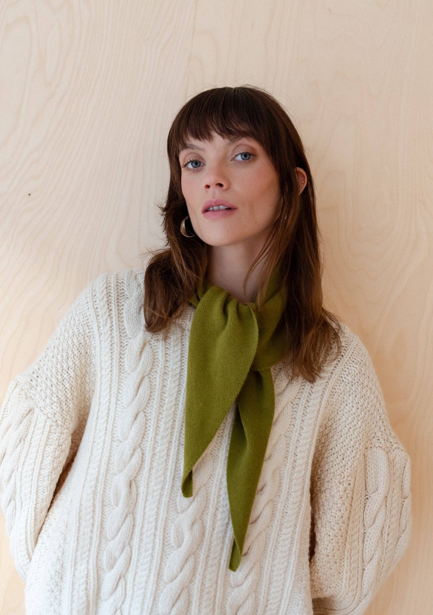 Merino Triangle Scarf in Olive
