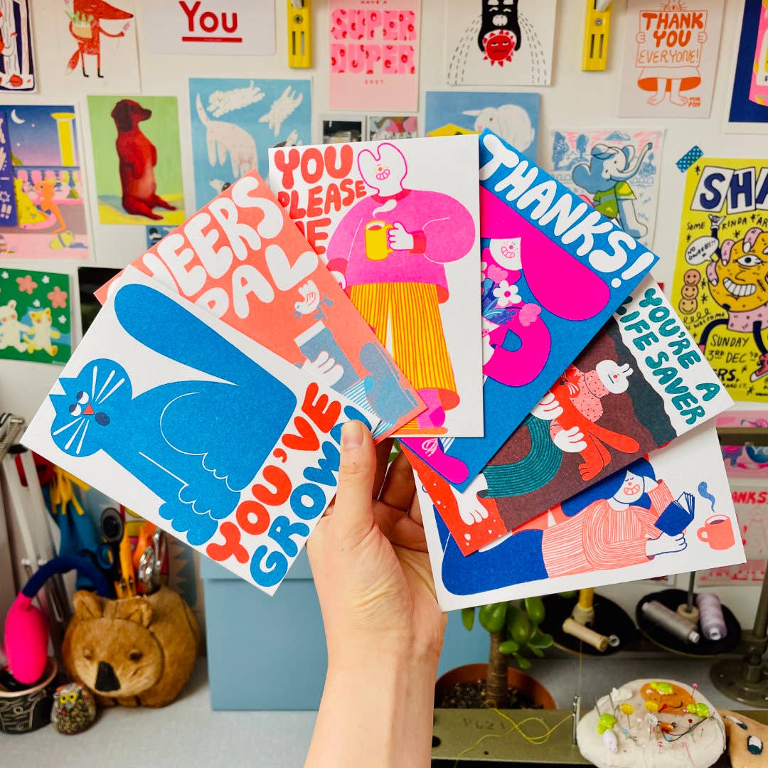 Reading Cat Card by YUK FUN