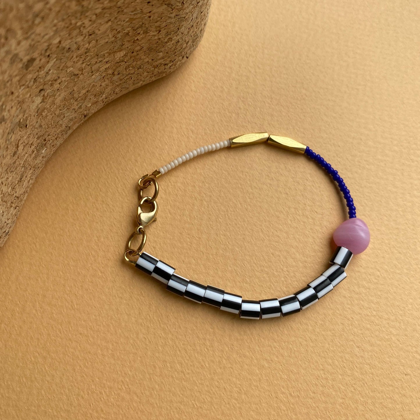 Dot Bracelet - Cobalt Blue and Sand