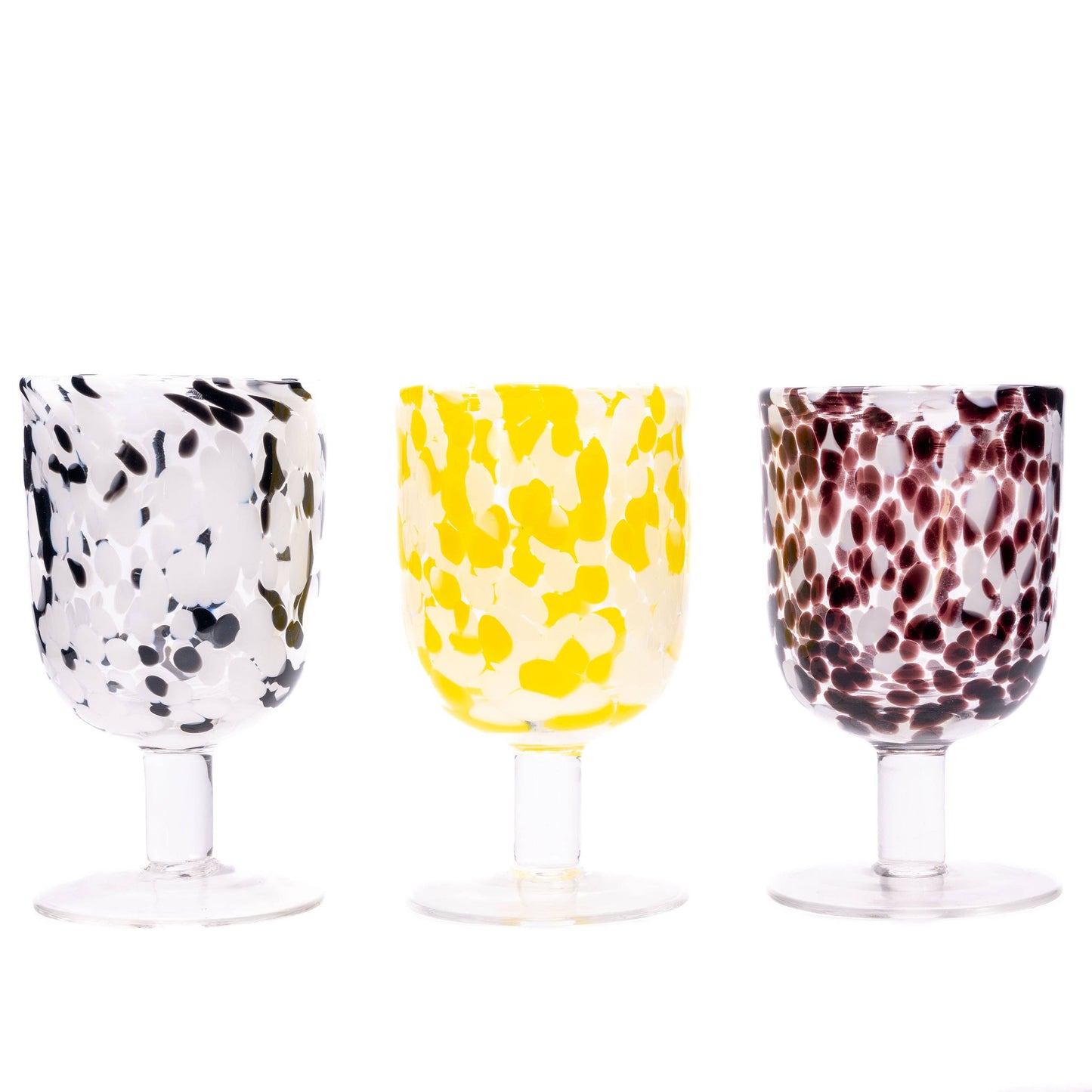 Yellow print wine glass : Yellow
