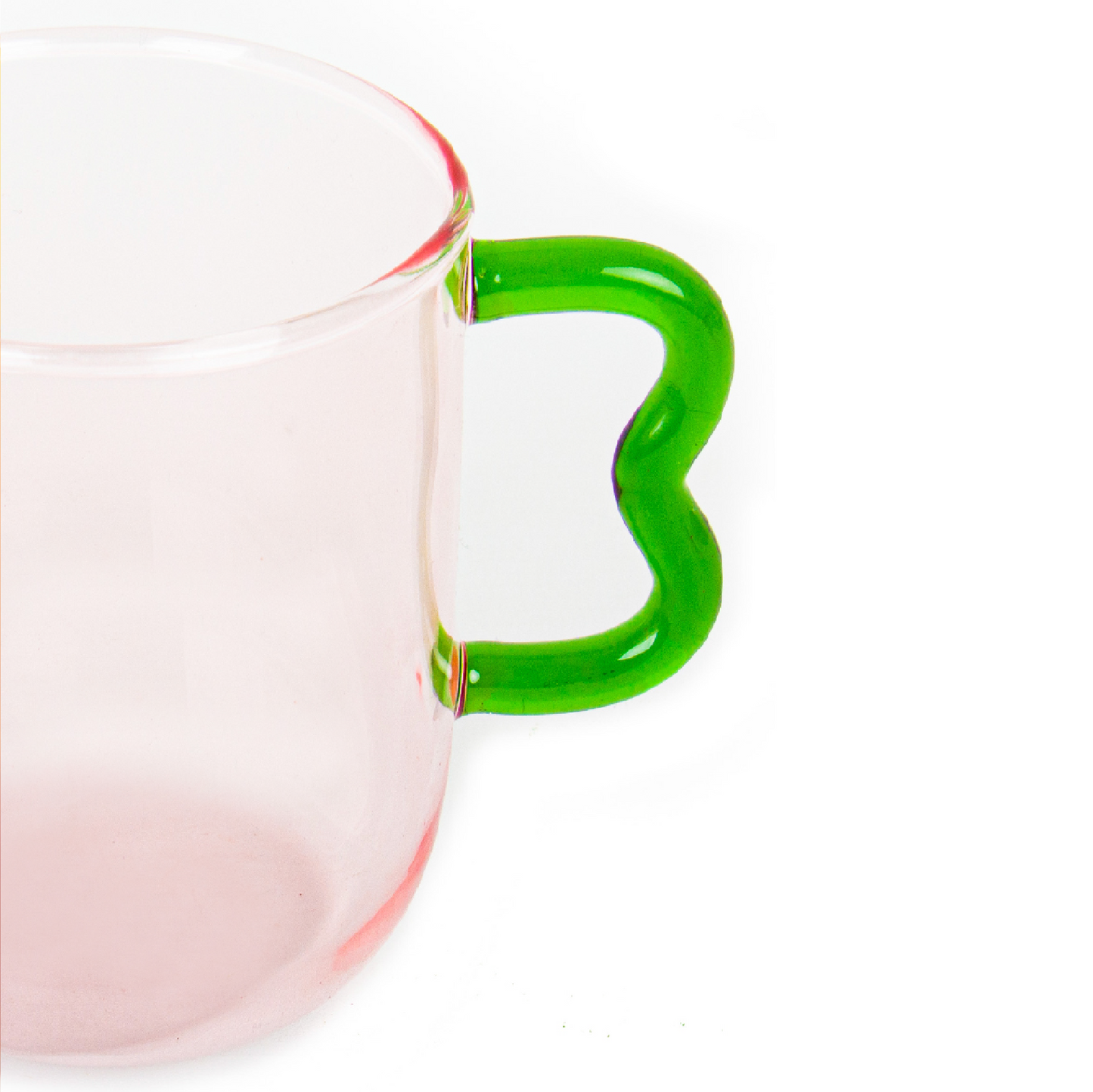 Helio Ferretti Wave Handled Glass Mug - Pink & Green