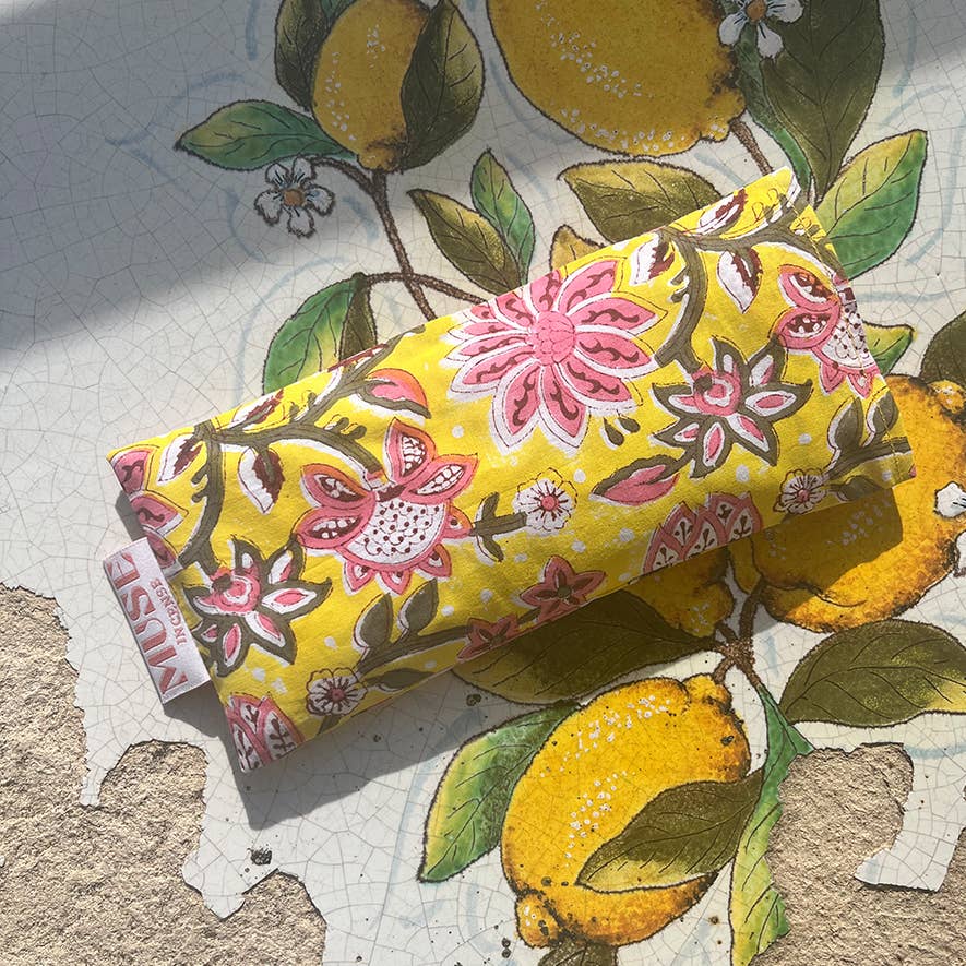Eye Pillow Aromatherapy | Indian Block Print | Lavender: Grey