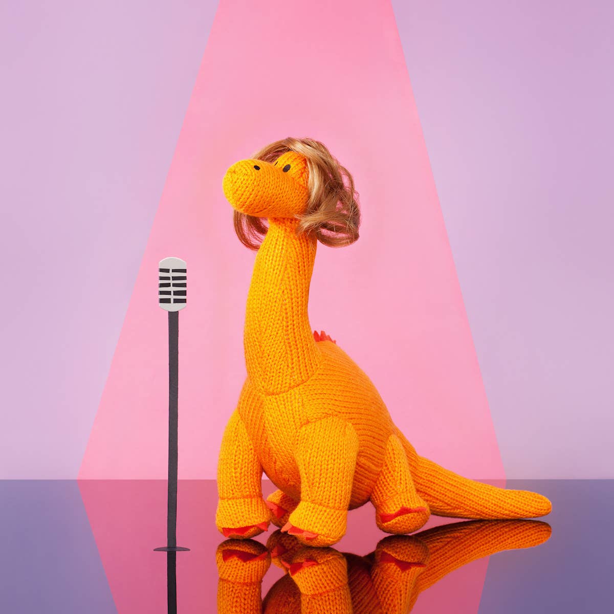 Knitted Orange Diplodocus Dinosaur Plush Toy