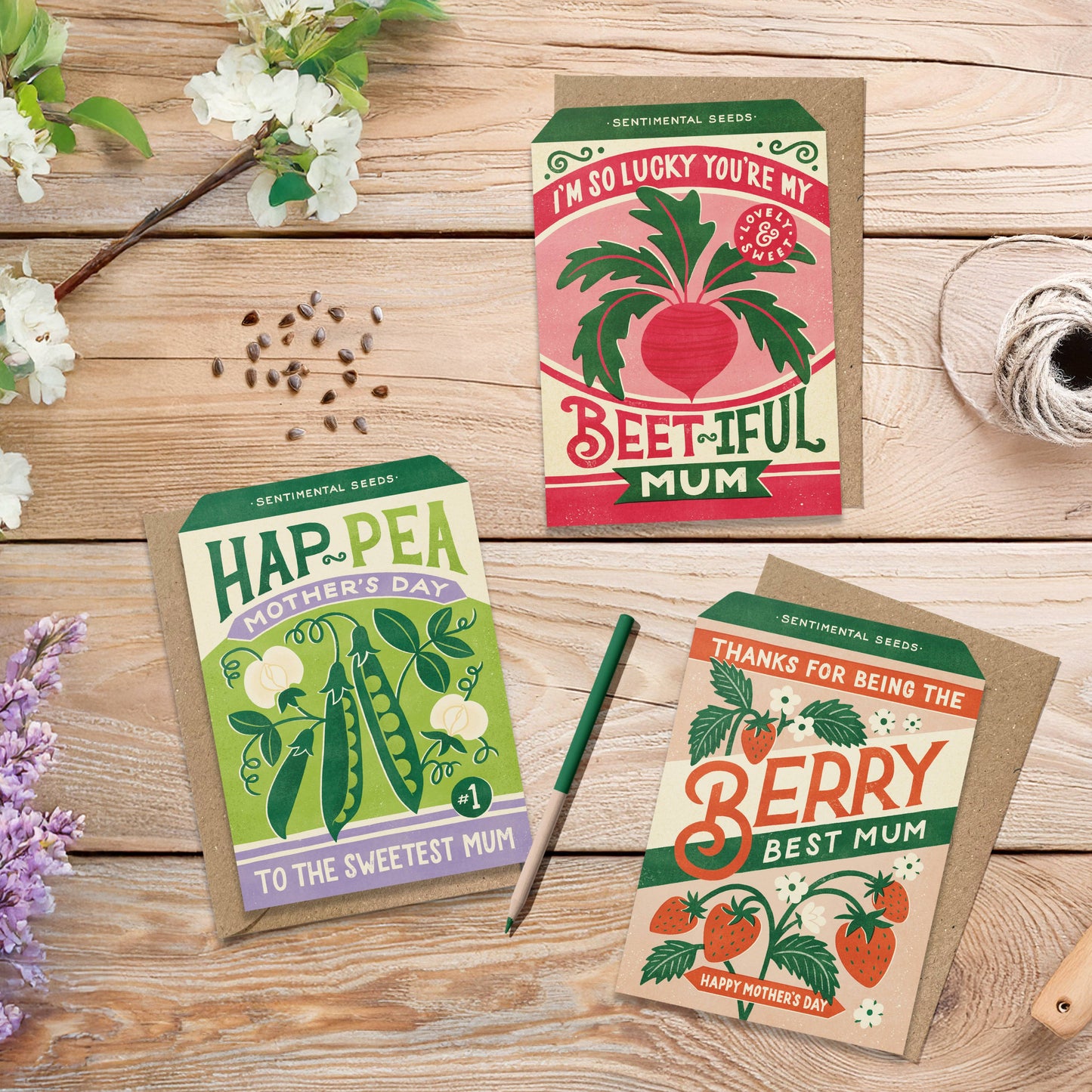 Sweetpea | Mother's Day Vintage Seed Packet Greeting Card: Naked