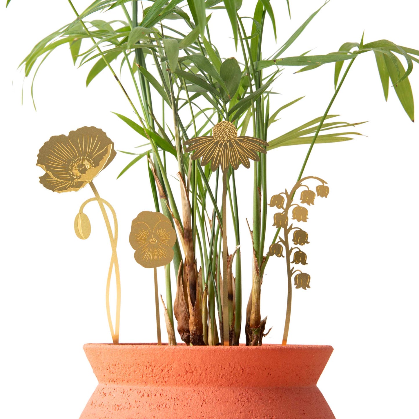 Brass plant pot flowers