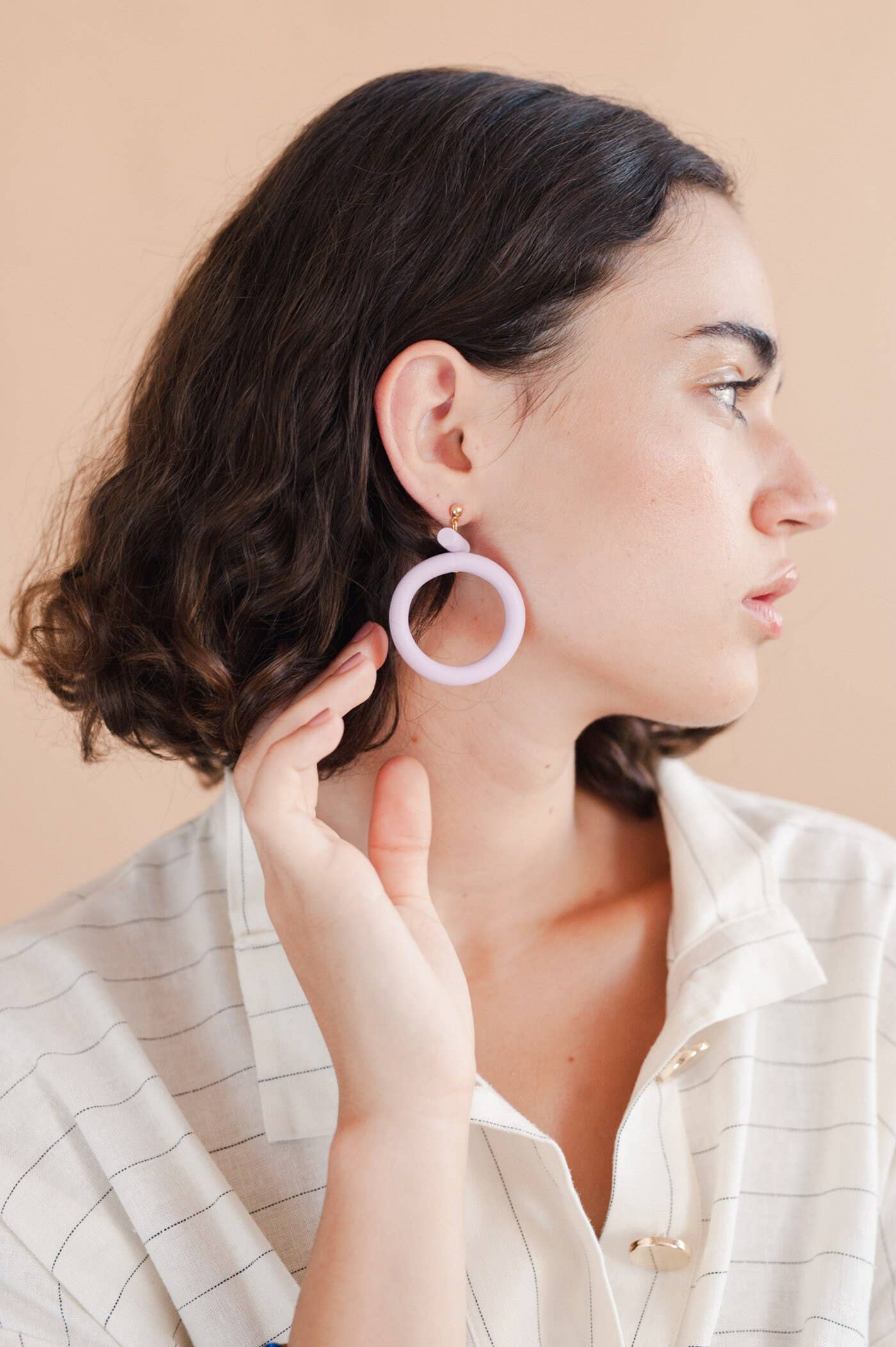 Circle Earrings - Terracotta Red