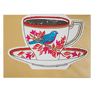 Birdy Tea Cup | Cut-Out - Greeting Card