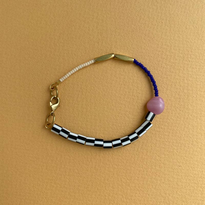 Dot Bracelet - Cobalt Blue and Sand
