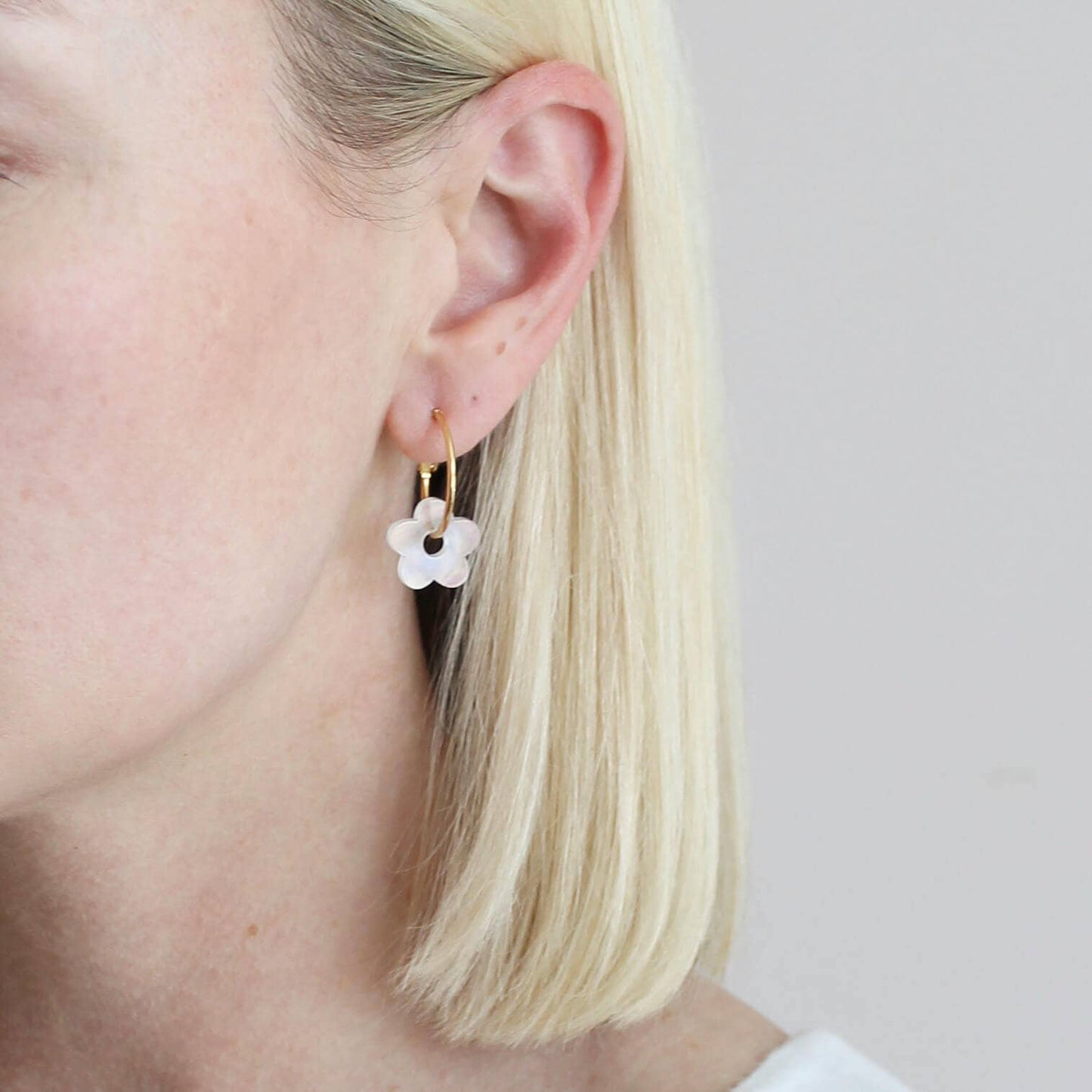 Colourful Flower Hoop Earrings: Pearl