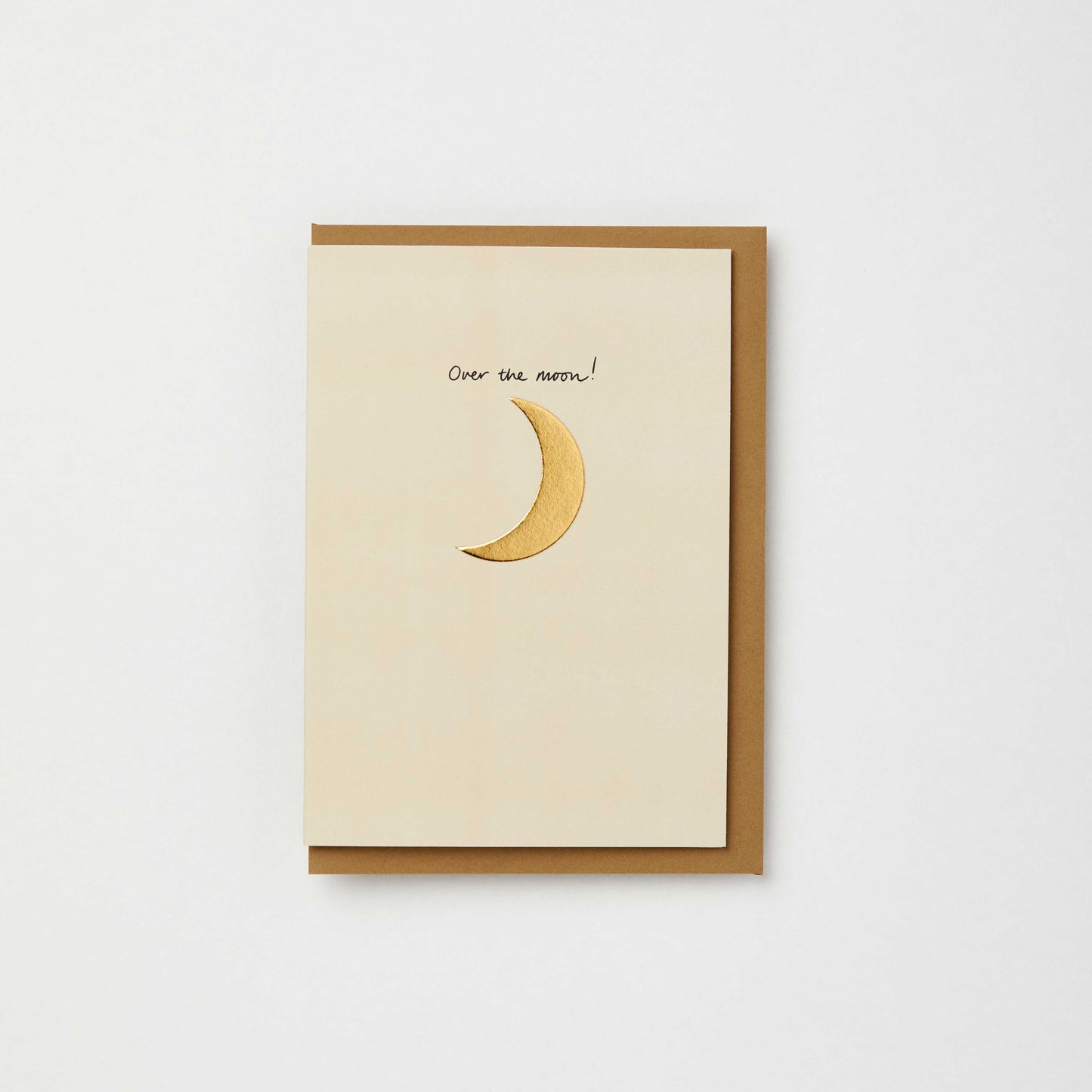 Over the moon good news/new baby card with gold foil: Charcoal / Naked cards