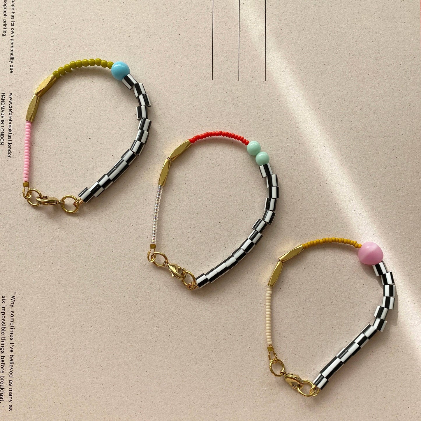 Colourful Beaded Dot Bracelet - Mustard and Sand