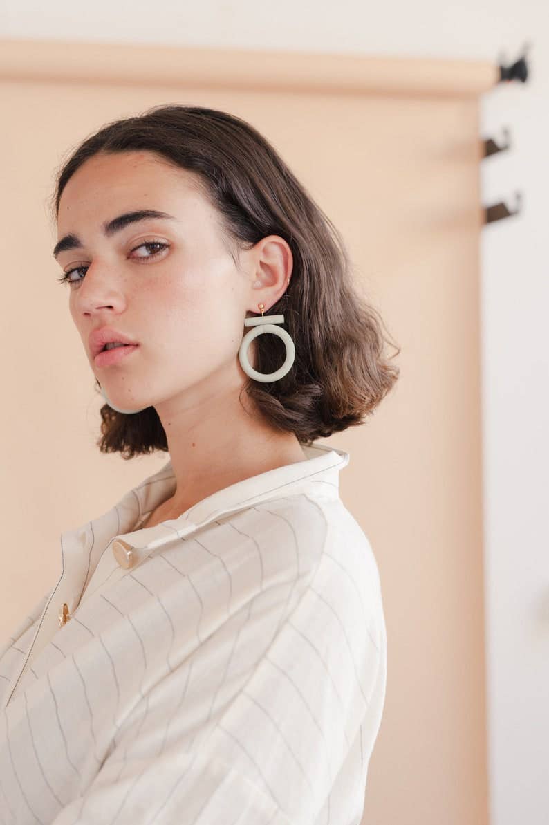 Circle Earrings - Pistachio
