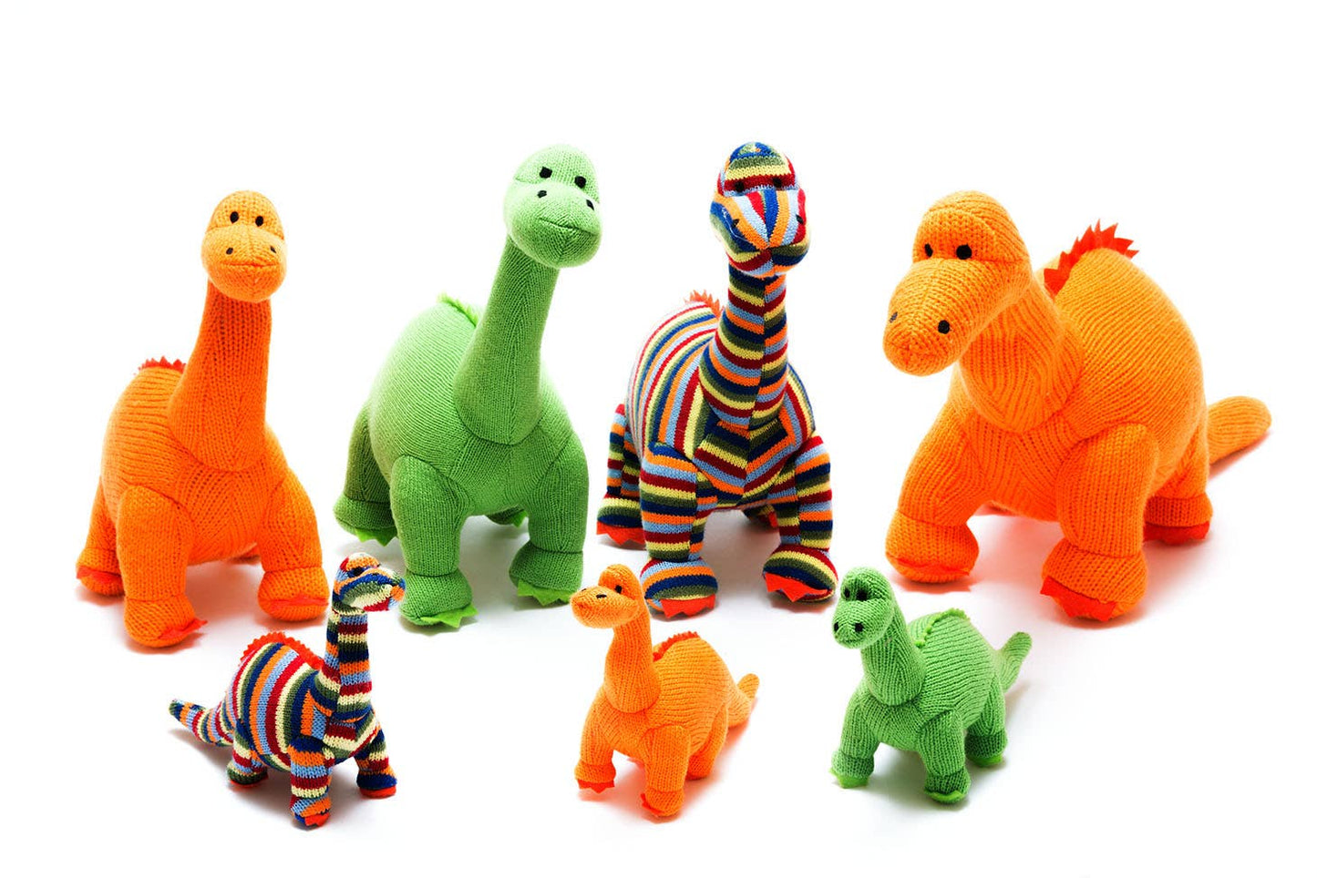 Knitted Orange Diplodocus Dinosaur Plush Toy