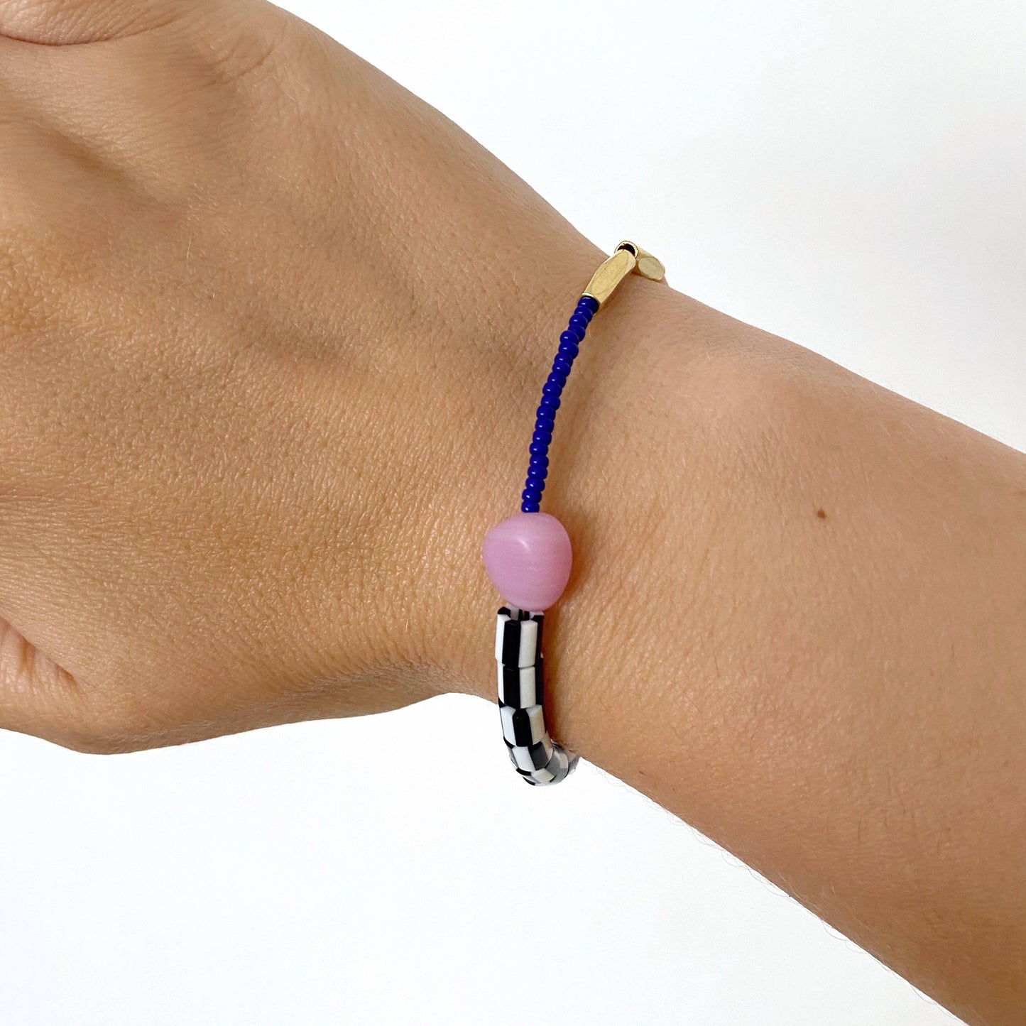 Dot Bracelet - Cobalt Blue and Sand
