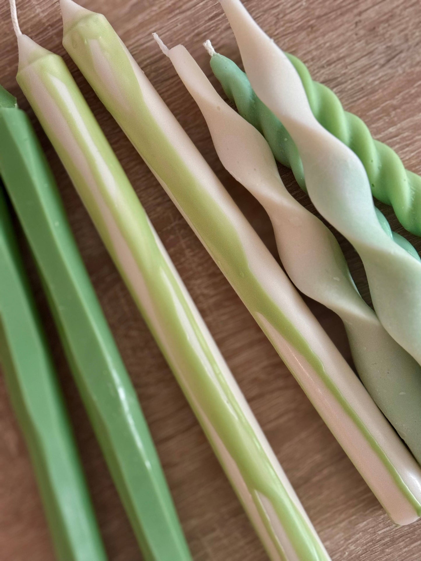 Festive Green Abstract Drip Candle sticks Set, Soy.
