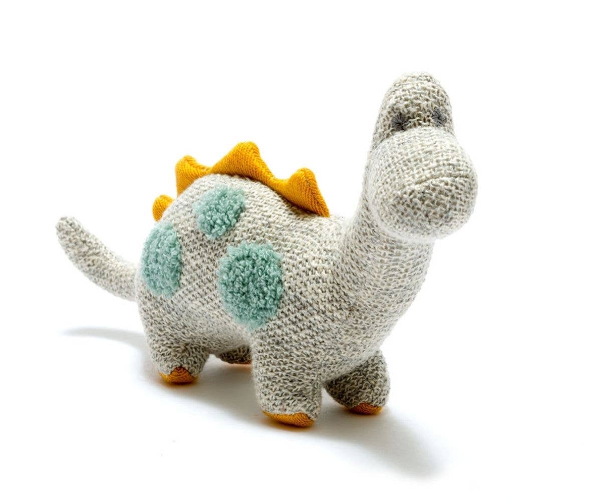 Small Grey Diplodocus Dinosaur Plush Toy in Organic Cotton