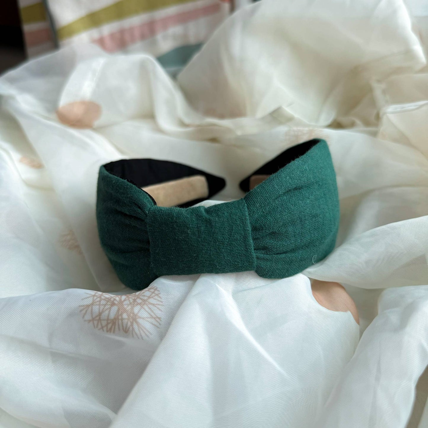 Womens Hair Accessory - Flat Knot Headband - Forest Green