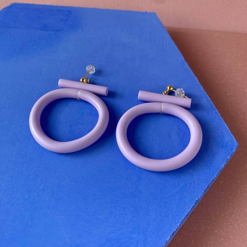 Circle Earrings - Lavender