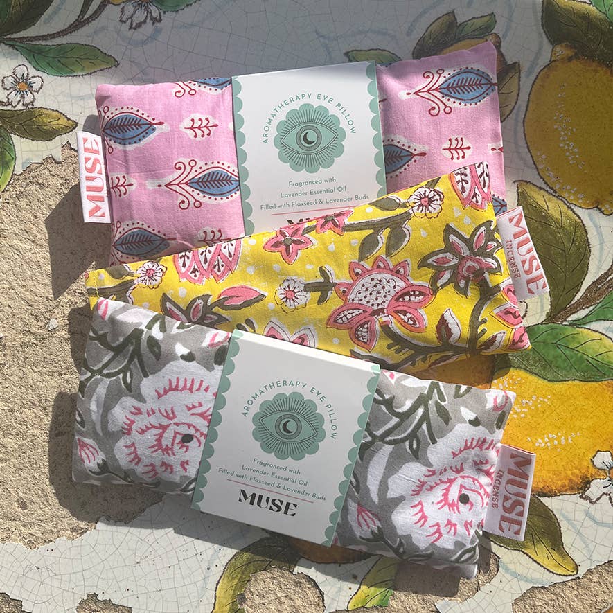 Eye Pillow Aromatherapy | Indian Block Print | Lavender: Grey