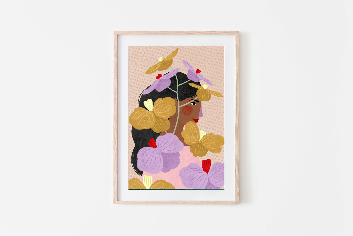 Hidden Behind Yellow Purple Flowers - Art Print: A3