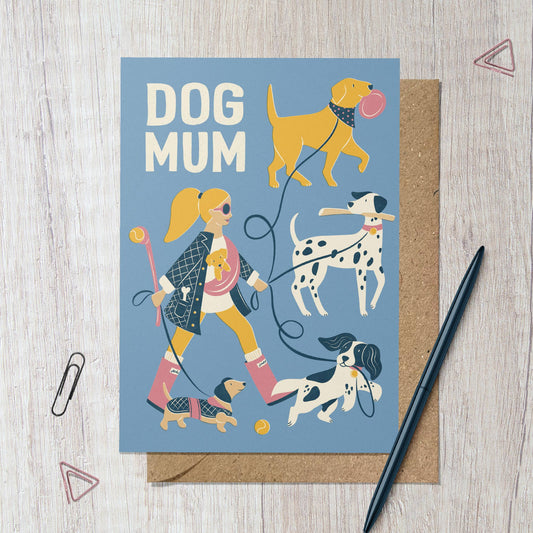 Dog Mum |  Fun Dog Walking Greeting Card: Naked
