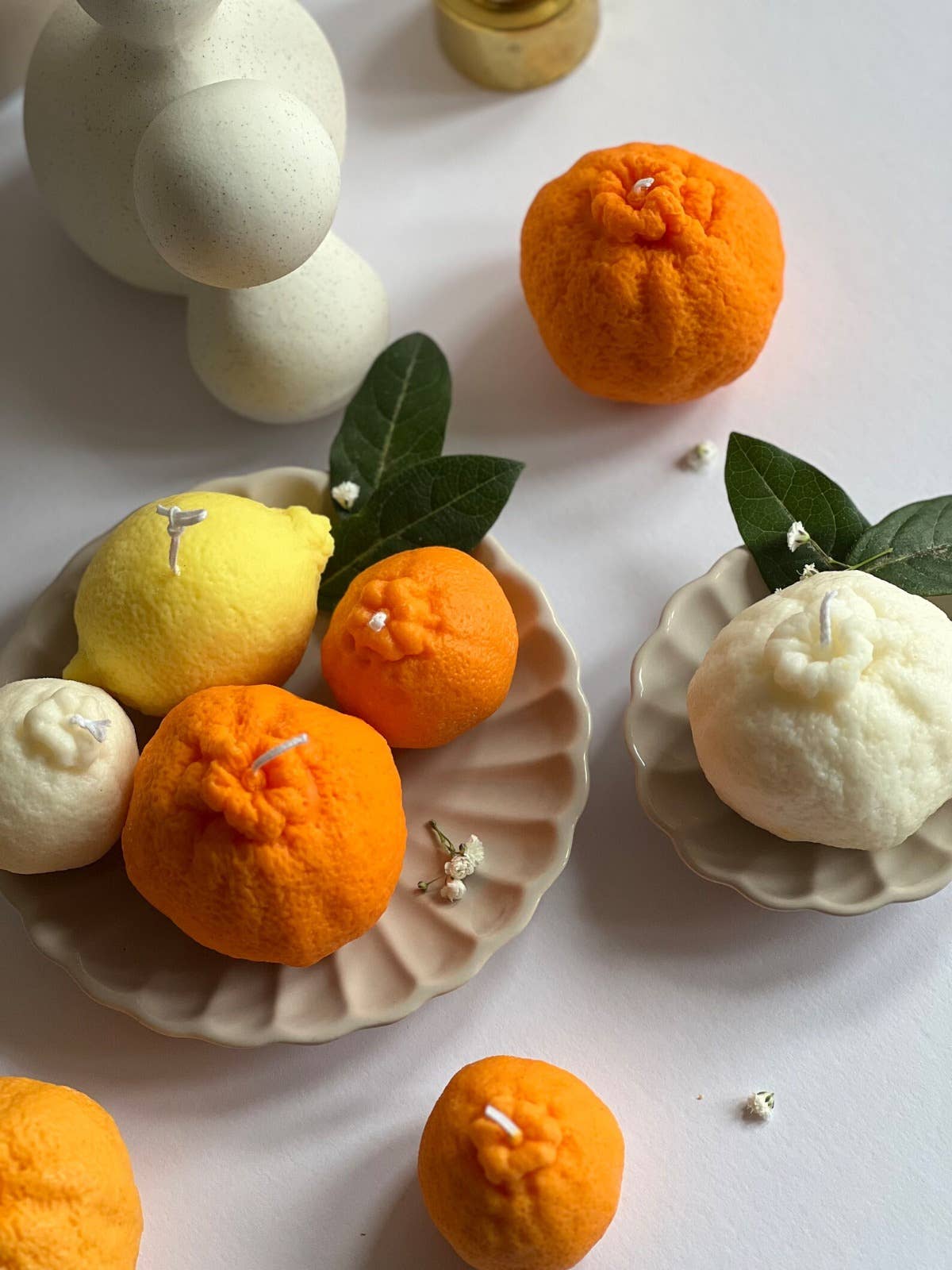 Soy wax Orange shaped candles / Tangerine Fruit Candle: Orange / Lemon & Lavander / Large