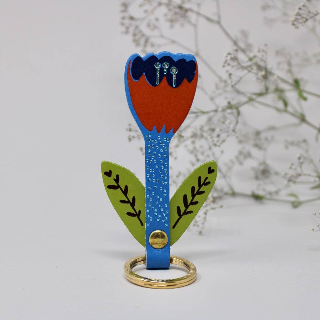 Tulip Key Fob: Burnt Orange