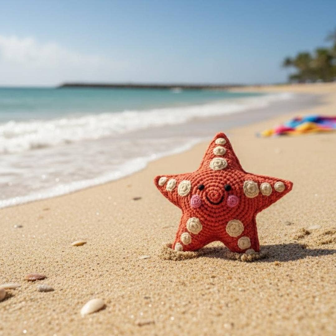 Fair Trade Crochet Starfish Baby Rattle Organic Cotton