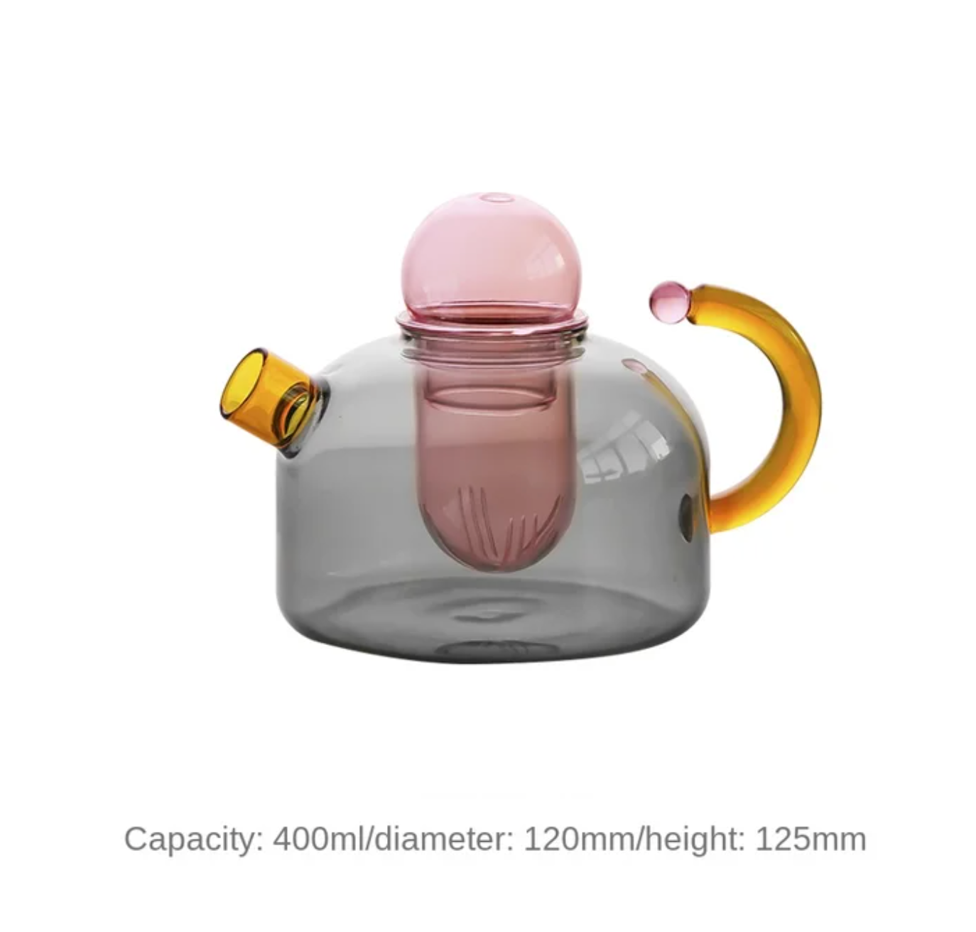 Contrasting Color Heat Resistant Glass Teapot and Cups: Grey Kettle