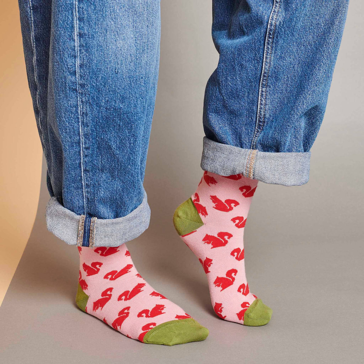 Women's Organic Cotton Crew Socks 2026: SMALL CHECK - LILAC/GREY / 4-7 UK / 6.5-9.5 US