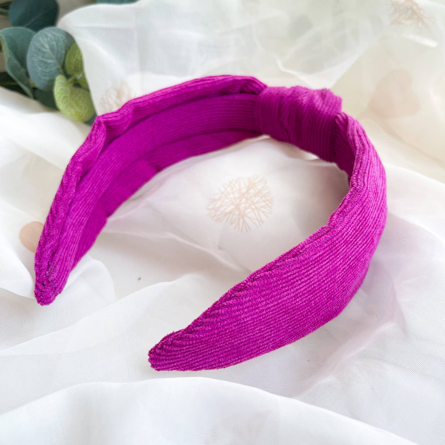 Hot Pink Corduroy Knot Headband for Women, Ladies Accessory