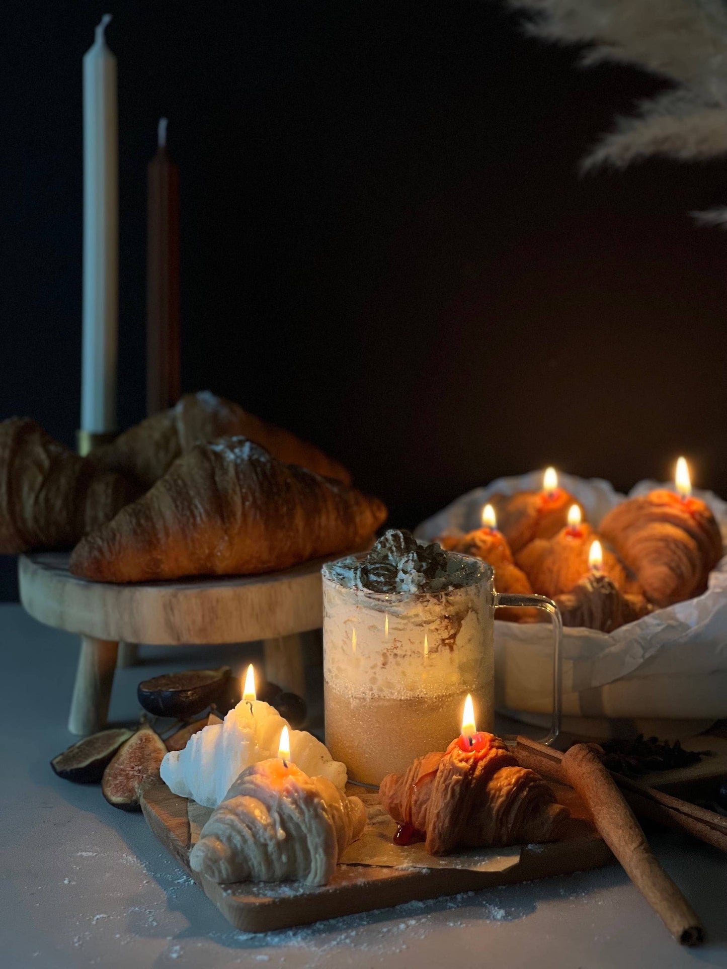 Soy Wax Croissant Candle|Bakery candle|Breakfast candle: White / Cinnamon Vanilla