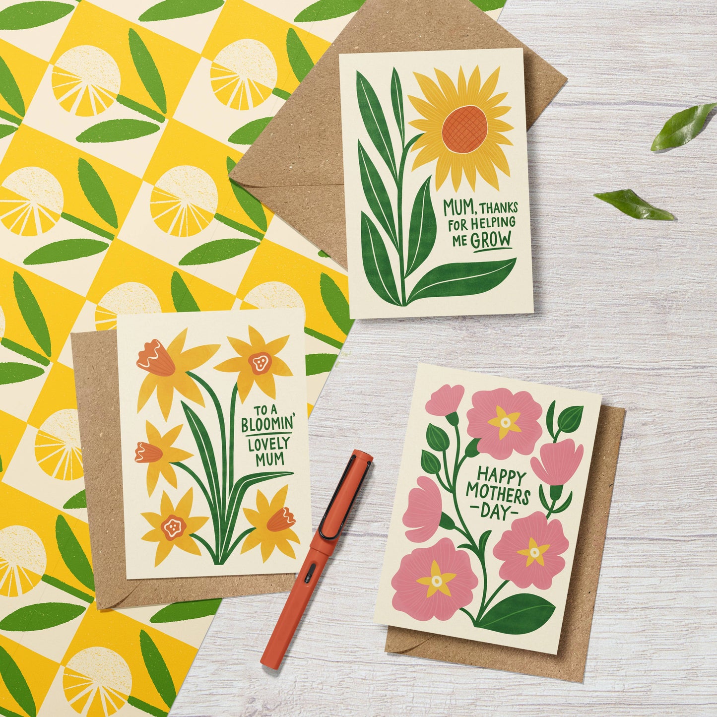 Daffodil Mum |  Floral Greeting Card for Mum: Naked