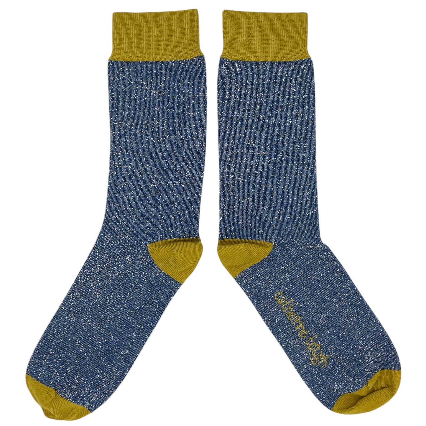 Women's Organic Glittery Cotton Crew Sock: Glitter - navy / 4-7 UK / 6.5-9.5 US