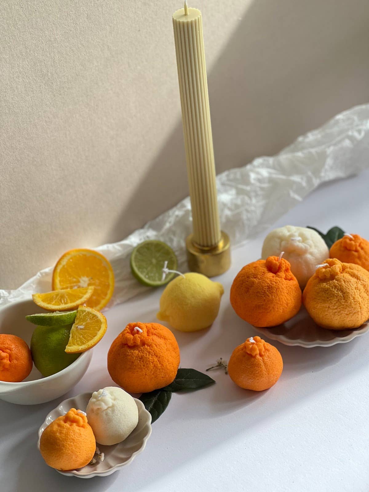 Soy wax Orange shaped candles / Tangerine Fruit Candle: Orange / Lemon & Lavander / Large