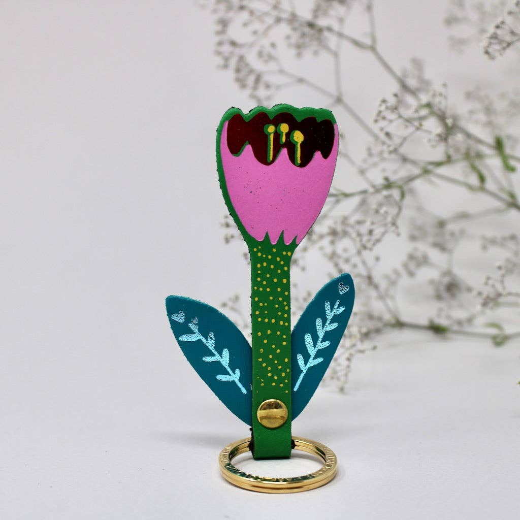 Tulip Key Fob: Burnt Orange