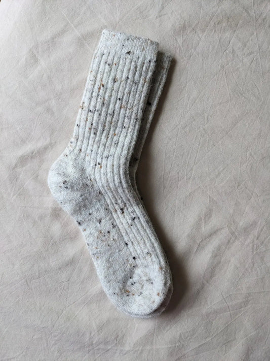 Merino Boot Socks: Cream Fleck