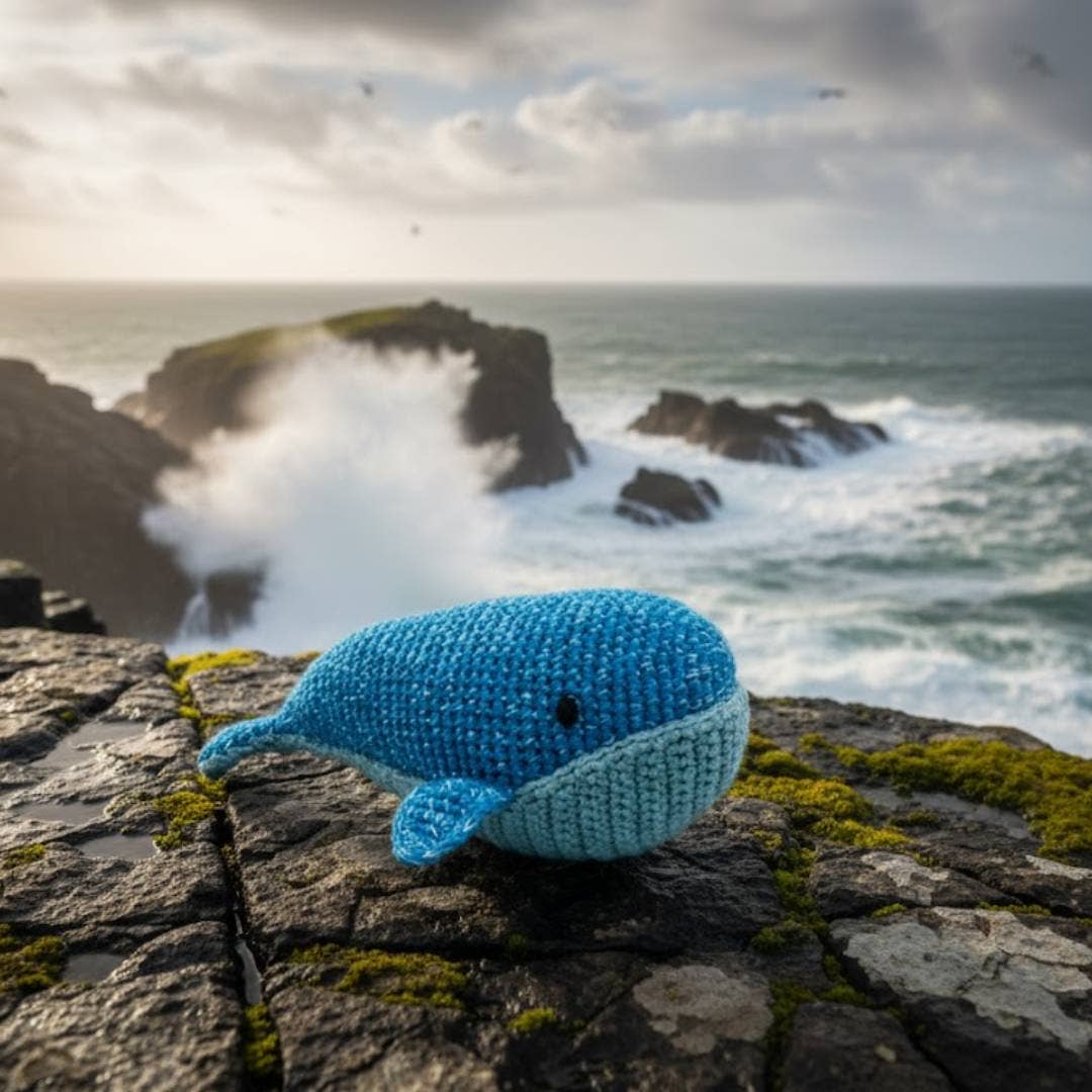 Fair Trade Crochet Whale Baby Rattle Organic Cotton