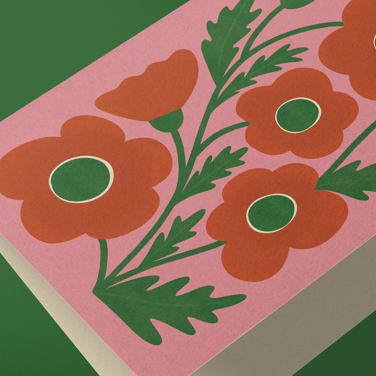 Corn Poppy | Modern-Retro Floral Reusable Greeting Card: Naked