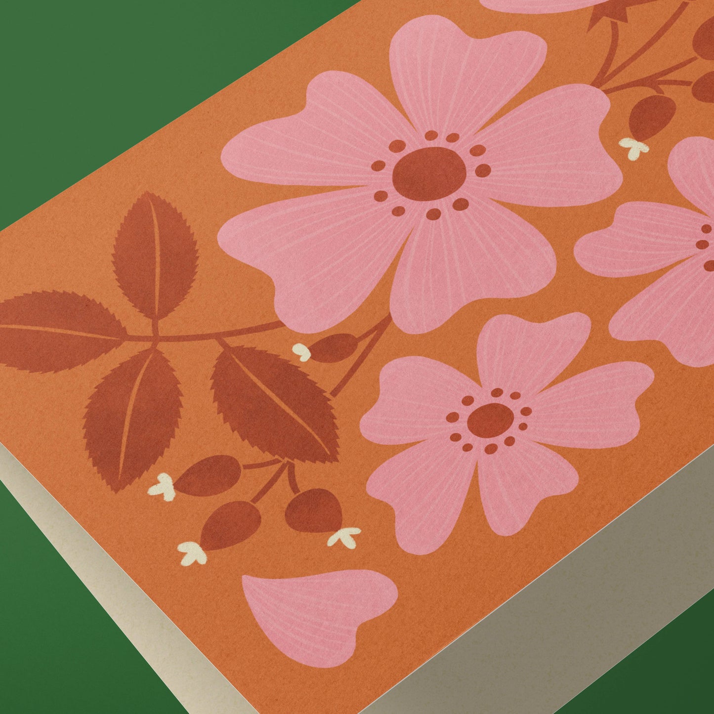 Wild Rose | Modern-Retro Floral Reusable Greeting Card: Naked