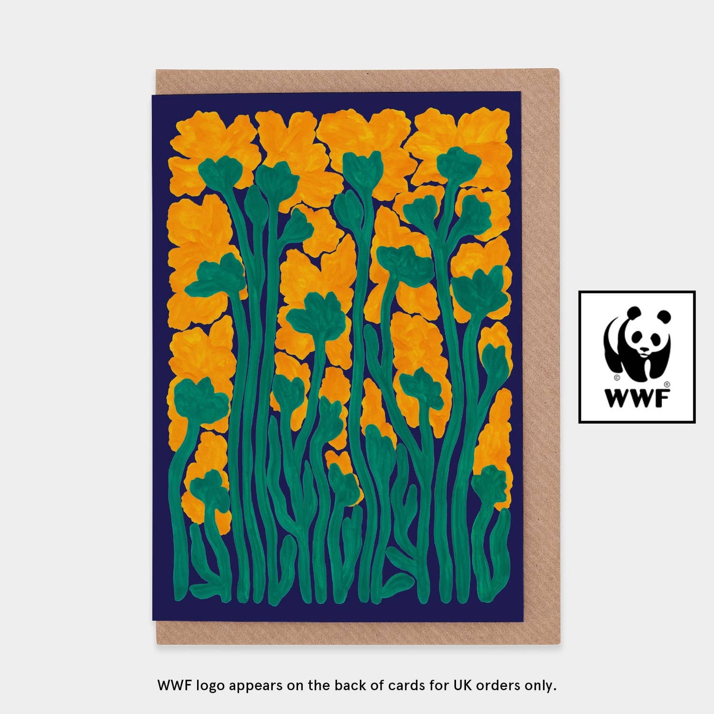 Cornflowers WWF Greetings Card: UK (includes WWF-UK logo)