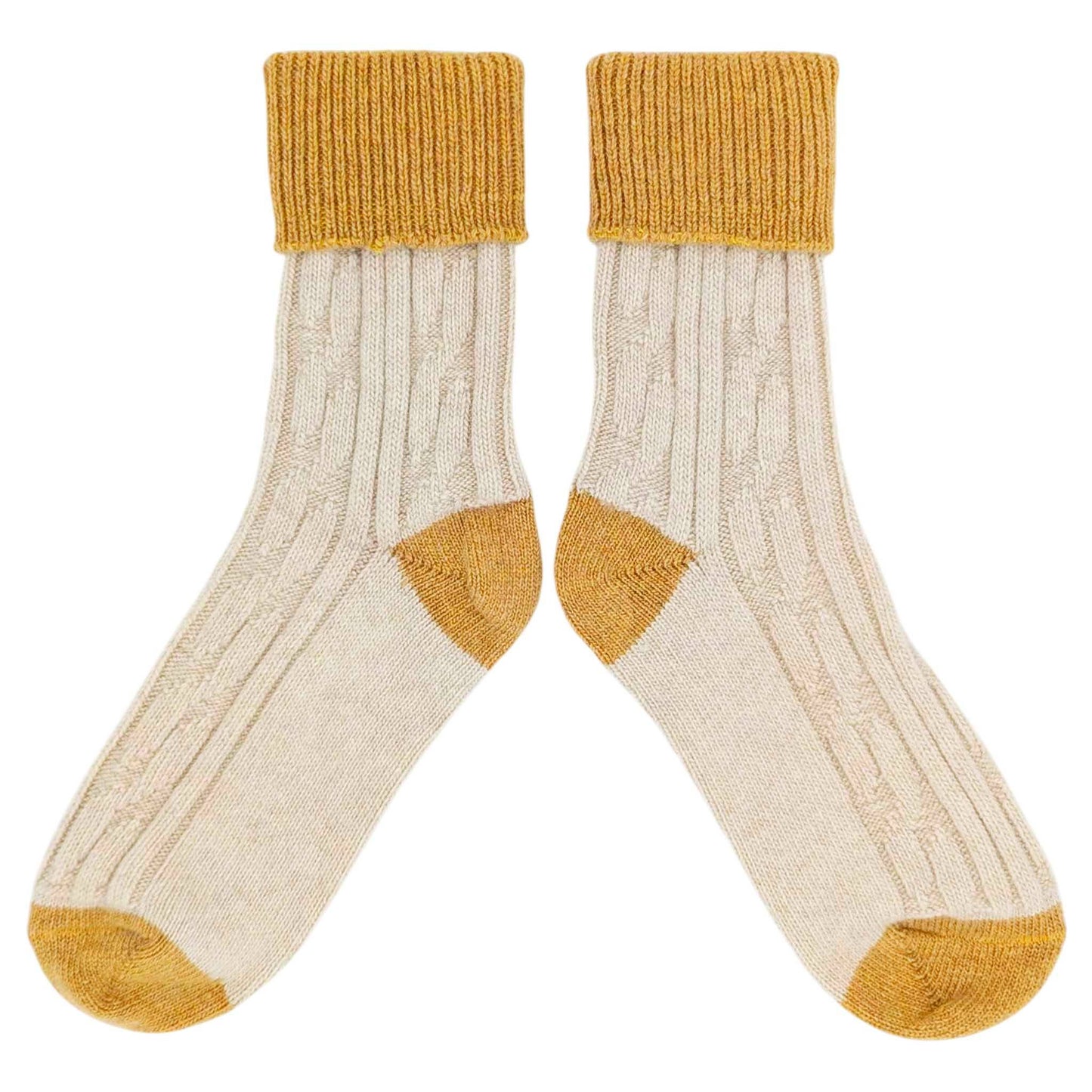 Cashmere Blend Slouch Socks: Gold / coral