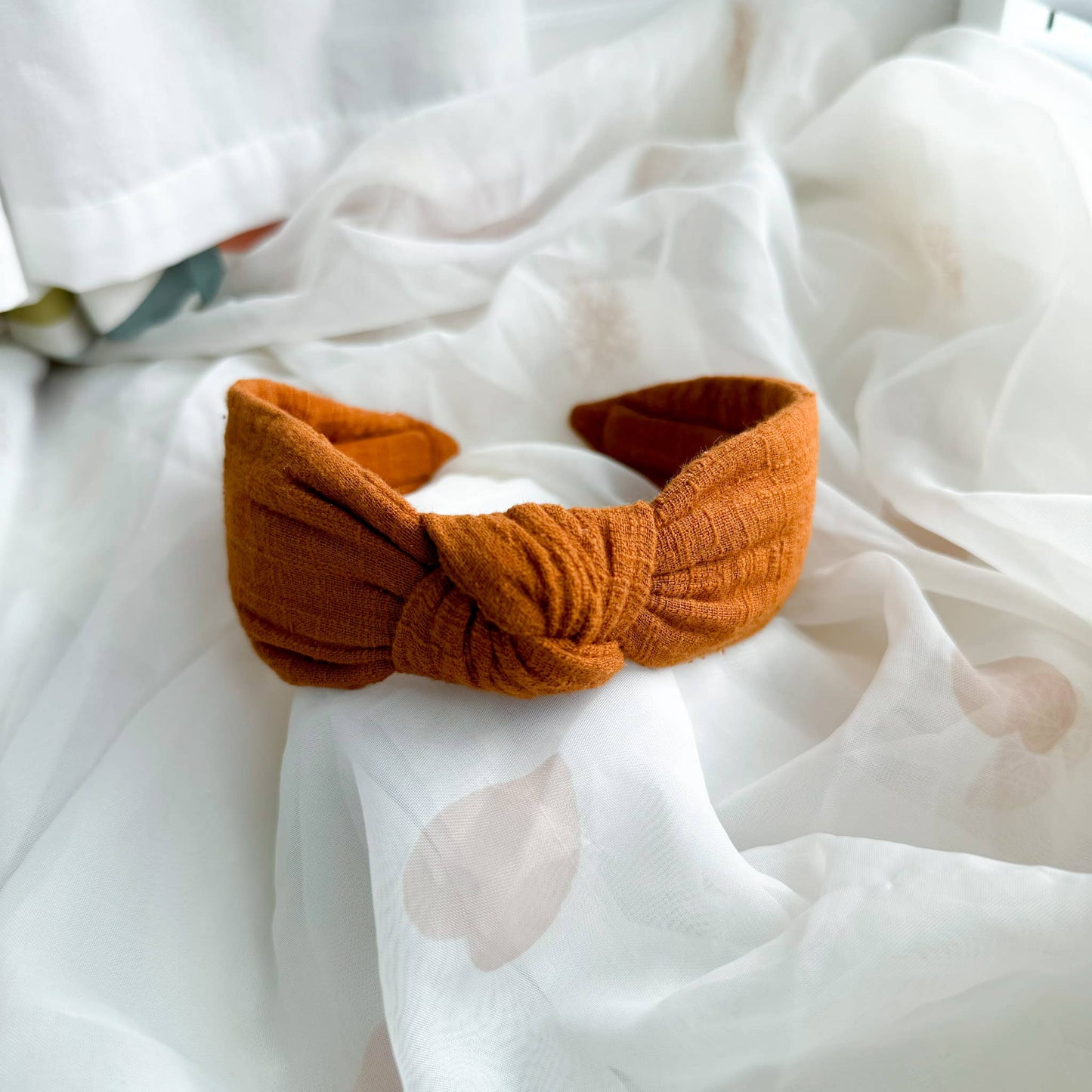 Womens Knot Headband -  Hair Accessory - Plain Burnt Orange