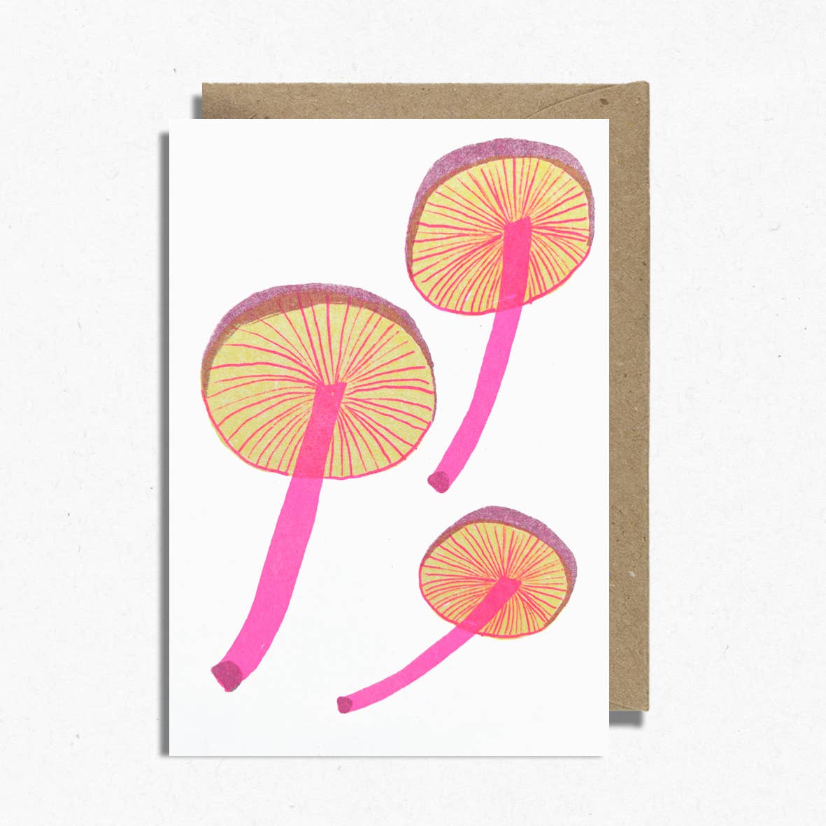 Mushrooms Card | Risograph Printed | Gardening & Food: With Bio Cello