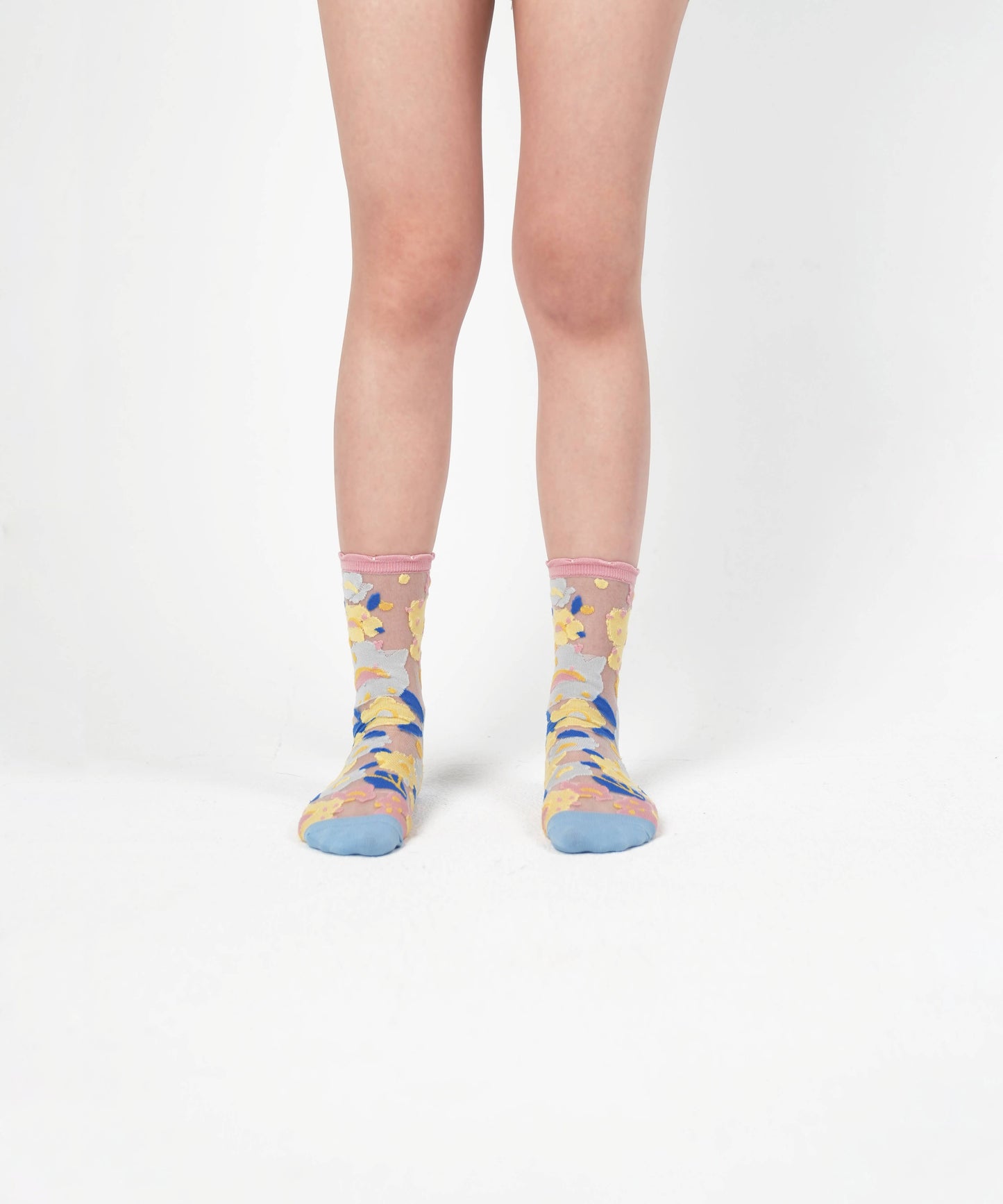 Flower Garden Sheer Socks - Spring Pink